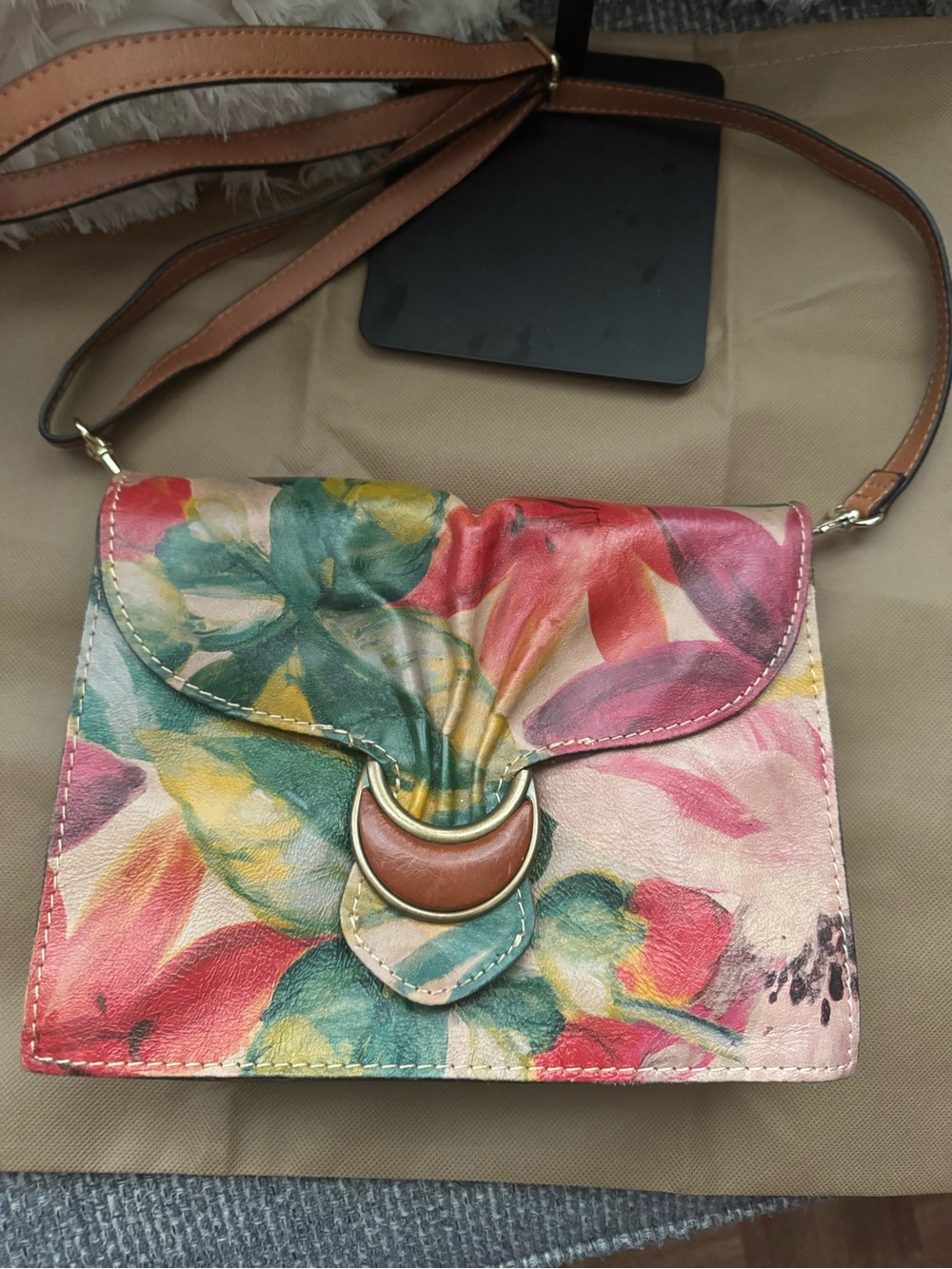 Vintage Patricia Nash Van Sannio Tri Spring Multi Floral Italian Leather Bag - Picture 3 of 12